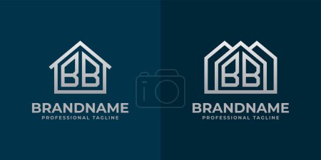 Téléchargez les illustrations : Letter BB Home Logo Set. Suitable for any business related to house, real estate, construction, interior with BB initials. - en licence libre de droit