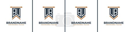 Ilustración de Letra BU y UB Pennant Flag Logo Set, Represent Victory. Adecuado para cualquier negocio con iniciales BU o UB. - Imagen libre de derechos