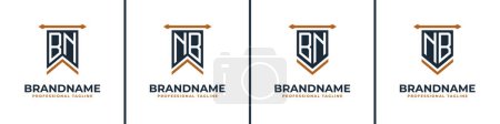 Ilustración de Letter BN and NB Pennant Flag Logo Set, Represent Victory. Suitable for any business with BN or NB initials. - Imagen libre de derechos