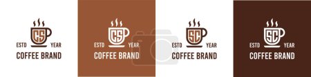 Logo café lettre CS et SC, adapté à toute entreprise liée au café, thé ou autre avec initiales CS ou SC.