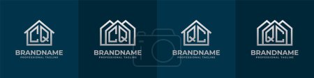 Ilustración de Letter CQ and QC Home Logo Set. Suitable for any business related to house, real estate, construction, interior with CQ or QC initials. - Imagen libre de derechos