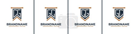 Ilustración de Letra CG y GC Pennant Flag Logo Set, Represent Victory. Adecuado para cualquier negocio con iniciales CG o GC. - Imagen libre de derechos
