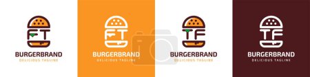 Téléchargez les illustrations : Logo Burger Lettre FT et TF, adapté à toute entreprise liée à un burger avec initiales FT ou TF. - en licence libre de droit