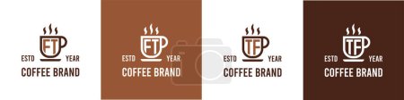 Téléchargez les illustrations : Logo de café lettre FT et TF, adapté à toute entreprise liée au café, thé ou autre avec initiales FT ou TF. - en licence libre de droit
