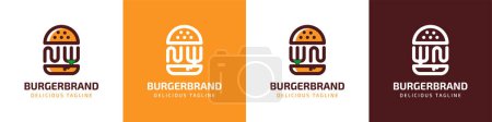 Ilustración de Letra NW y WN Burger Logo, adecuado para cualquier negocio relacionado con la hamburguesa con iniciales NW o WN. - Imagen libre de derechos