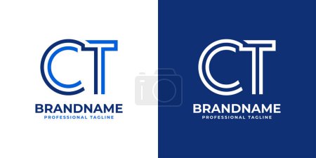 Téléchargez les illustrations : Logo de monogramme de ligne CT de lettre, adapté à toute entreprise avec des initiales CT ou TC. - en licence libre de droit