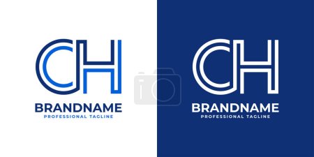 Letter CH Line Monogram Logo, suitable for any business with CH or HC initials.