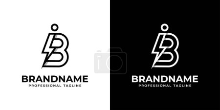 Illustration for Letter IB Thunderbolt Logo, suitable for any business with IB or BI initials. - Royalty Free Image
