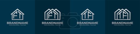 Téléchargez les illustrations : Lettre FT et TF Home Logo Set. Convient à toute entreprise liée à la maison, l'immobilier, la construction, l'intérieur avec initiales FT ou TF. - en licence libre de droit