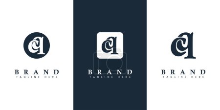 Ilustración de Logotipo de letra CQ minúscula moderno y simple, adecuado para cualquier negocio con iniciales CQ o QC. - Imagen libre de derechos