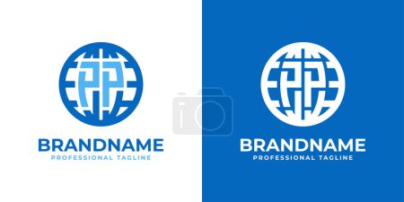 Illustration for Letter PP Globe Logo, suitable for any business with double P or PP initials. - Royalty Free Image
