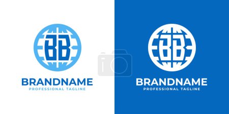 Téléchargez les illustrations : Lettre BB Globe Logo, adapté à toutes les entreprises avec des initiales doubles B ou BB. - en licence libre de droit