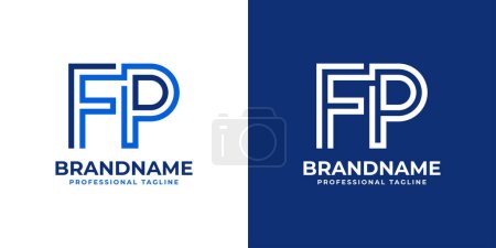 Logo de monograma de línea FP de carta, adecuado para cualquier negocio con iniciales FP o PF.