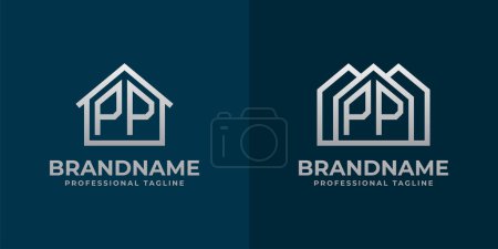 Illustration for Letter PP Home Logo Set. Suitable for any business related to house, real estate, construction, interior with PP initials. - Royalty Free Image
