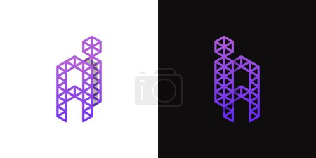 Buchstaben AI und IA Polygon Logo Set, geeignet für Unternehmen im Zusammenhang mit Polygon mit KI und IA Initialen.