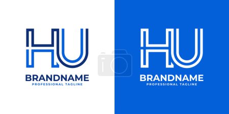 Ilustración de Logotipo del monograma de la línea de la letra HU, conveniente para el negocio con las iniciales de HU o UH. - Imagen libre de derechos