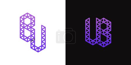Ilustración de Letras BU y UB Polygon Logo Set, adecuado para negocios relacionados con polígonos con iniciales BU y UB. - Imagen libre de derechos
