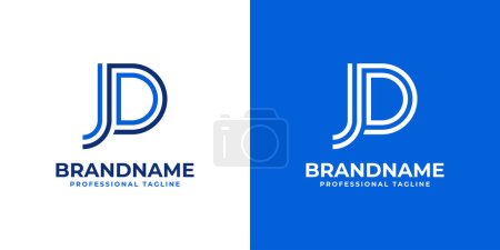 Letra JD Line Monogram Logo, adecuado para negocios con iniciales JD o DJ.