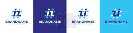 Ilustración de Conjunto de logotipo de etiqueta IZ y ZI, adecuado para cualquier negocio con iniciales IZ o ZI. - Imagen libre de derechos