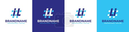 Ilustración de Conjunto de logotipo de etiqueta IL y LI, adecuado para cualquier negocio con iniciales IL o LI. - Imagen libre de derechos