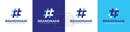 Ilustración de Conjunto de logotipo de etiqueta FT y TF, adecuado para cualquier negocio con iniciales TF o FT. - Imagen libre de derechos