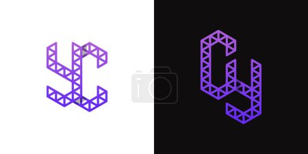 Illustration for Letters CY and CY Polygon Logo Set, suitable for business related to polygon with CY and YC initials. - Royalty Free Image