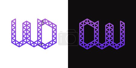 Illustration for Letters DW and WD Polygon Logo Set, suitable for business related to polygon with DW and WD initials. - Royalty Free Image