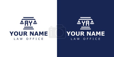 Illustration for Letter AY and YA Legal Logo, suitable for any business related to lawyer, legal, or justice with AY or YA initials. - Royalty Free Image