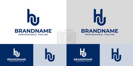 Buchstabe HU Monogramm Logo Set, geeignet für Geschäfte mit HU oder UH Initialen.