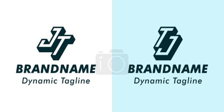 Buchstabe JT und TJ 3D Monogramm Logo. Geeignet für Geschäfte mit JT- oder TJ-Initialen