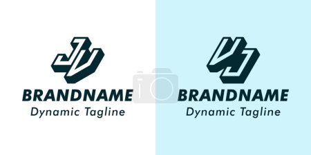 Logo Monogramme 3D Lettre JV et VJ. Convient aux entreprises avec initiales JV ou VJ