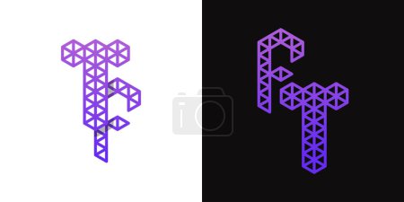 Téléchargez les illustrations : Lettres FT et TF Polygon Logo Set, adapté aux entreprises liées au polygone avec initiales FT et TF - en licence libre de droit