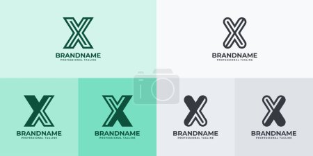 Téléchargez les illustrations : Ensemble moderne de logo de la lettre X, adapté aux affaires avec des initiales X ou XX - en licence libre de droit