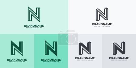 Téléchargez les illustrations : Ensemble de logo lettre N moderne, adapté aux entreprises avec initiales N ou NN - en licence libre de droit