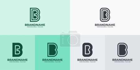 Téléchargez les illustrations : Ensemble de logo moderne lettre B, adapté aux entreprises avec initiales B ou BB - en licence libre de droit