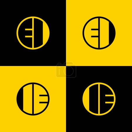 Téléchargez les illustrations : Ensemble simple de logo de cercle de lettre de l'IE et de l'IE, adapté aux affaires avec l'IE et IE initial. - en licence libre de droit