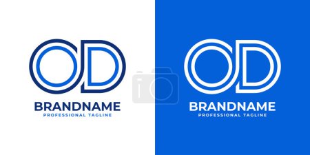 Téléchargez les illustrations : Logo de monogramme de ligne de lettres OD, approprié pour des affaires avec des initiales OD ou DO - en licence libre de droit