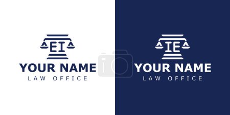 Téléchargez les illustrations : Lettres Logo légal de l'IE et de l'IE, adapté aux juristes, aux juristes ou à la justice avec initiales IE ou IE - en licence libre de droit