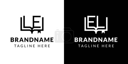 Lettres LE et EL Book Logo, adapté aux entreprises liées au livre avec initiales LE ou EL