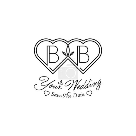 Téléchargez les illustrations : Lettres BB Logo d'amour de mariage, pour les couples avec des initiales B et B - en licence libre de droit