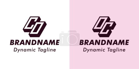 Lettres CO et OC 3D Monogram Logo, Convient pour les entreprises avec initiales CO ou OC