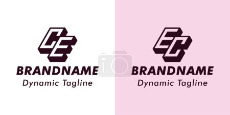 Buchstaben CE und EC 3D Monogramm Logo, Geeignet für Geschäfte mit CE oder EC Initialen