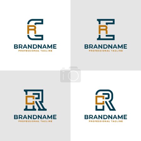 Lettres élégantes CR et RC Monogram Logo, adapté pour les affaires avec des initiales CR ou RC