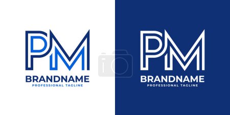 Logotipo del monograma de la línea del PM de las letras, conveniente para el negocio con las iniciales del PM o del MP