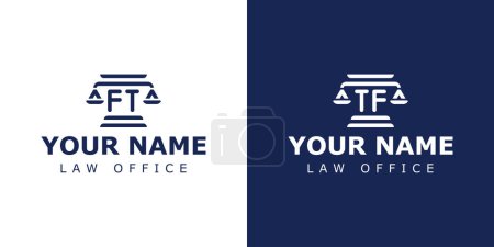 Téléchargez les illustrations : Lettres FT et TF logo juridique, adapté pour avocat, juridique, ou la justice avec des initiales FT ou TF - en licence libre de droit