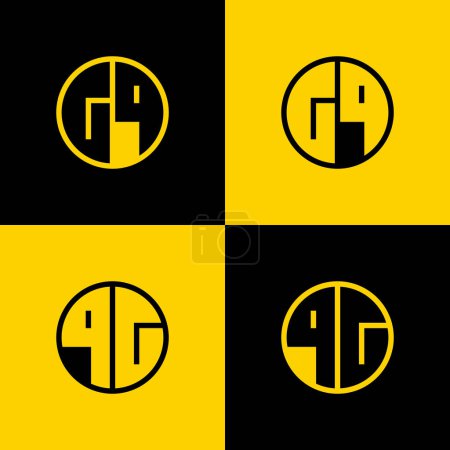 Einfaches GQ und QG Letters Circle Logo Set, geeignet für Geschäfte mit GQ- und QG-Initialen