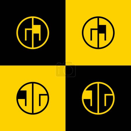 Conjunto de logotipo de círculo de letras simples de GJ y JG, adecuado para negocios con iniciales de GJ y JG