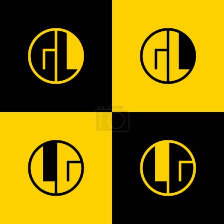 Logotipo simple de GL y LG Letters Circle, adecuado para negocios con iniciales GL y LG