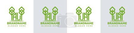 Buchstaben AU und UA Greenhouse Logo, für Unternehmen mit Bezug zu Pflanzen mit AU oder UA Initialen