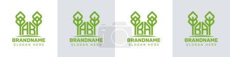 Letras AB y BA Greenhouse Logo, para negocios relacionados con plantas con iniciales AB o BA